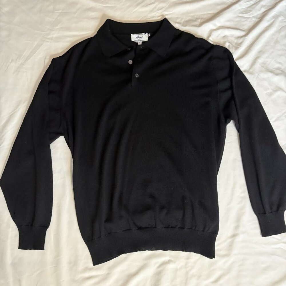 Brioni Mens Sweater XL Black 100% Wool